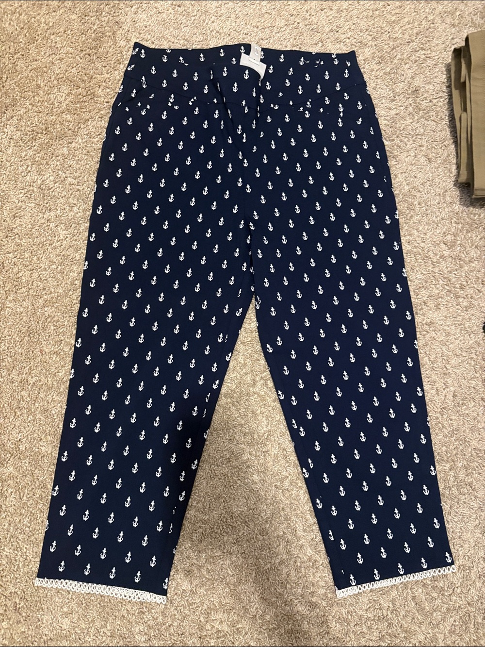 Chico's Navy Pants with White Anchor Print